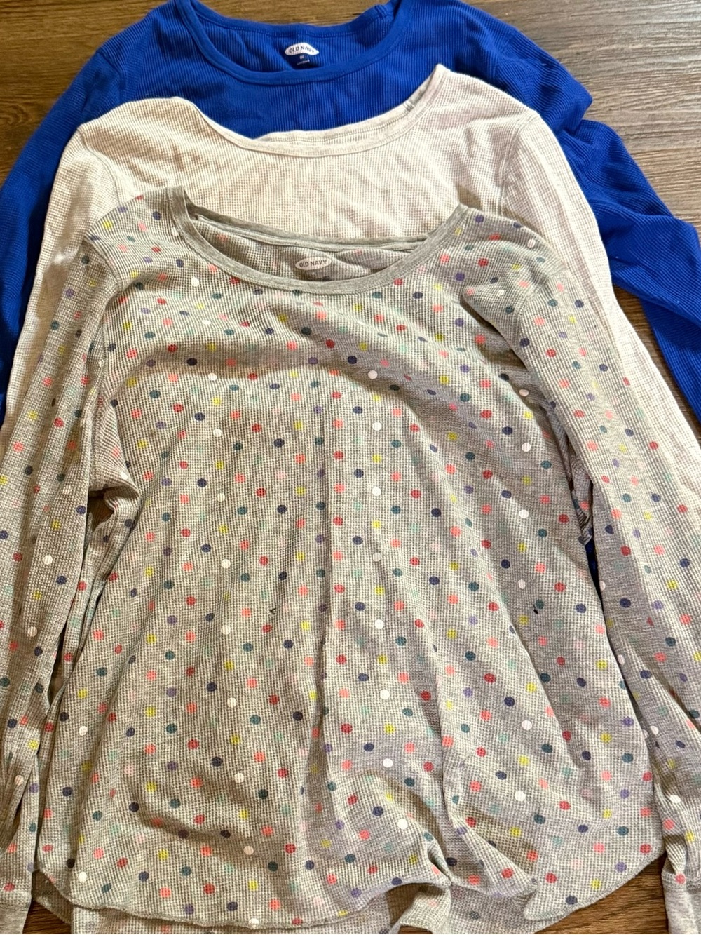 Old Navy Long Sleeve Tops - Royal Blue, Light Gray & Gray Polka Dot